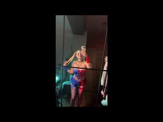 Blonde Clown Girl Shows Off Her Halloween Cosplay 🤡❤️💙